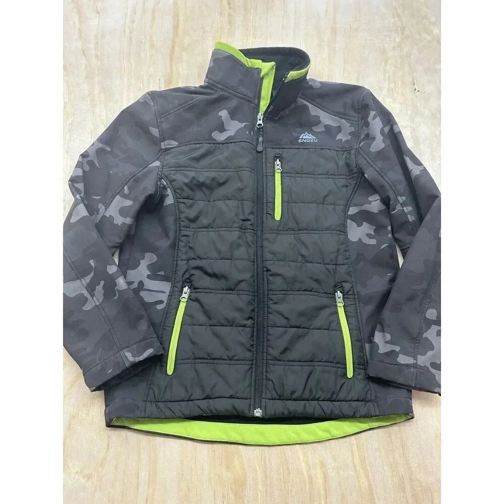 SNOZU Extreme Gear Boy's Jacket‎ Snow Ski Size (L) 14/16 CAMO Black Zip Pockets